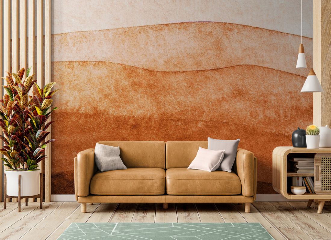 Papier peint Papier peint motif terracotta abstrait évoquant minimaliste