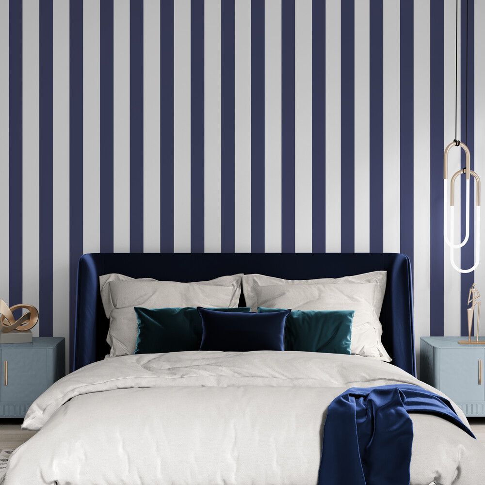 Papier peint rayures chambre décoration murale
