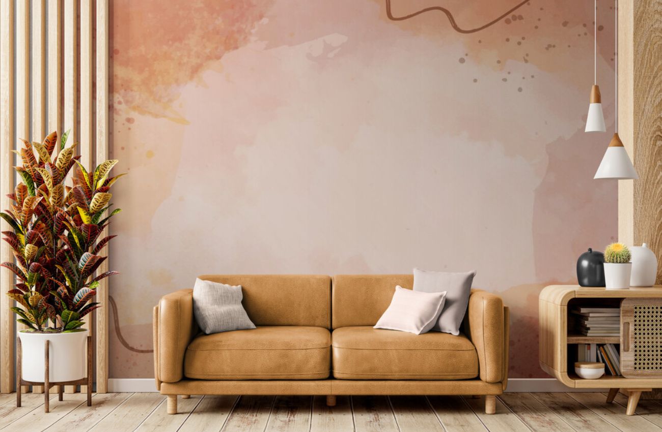 Papier peint Papier peint rose terracotta abstrait aux scandinave,