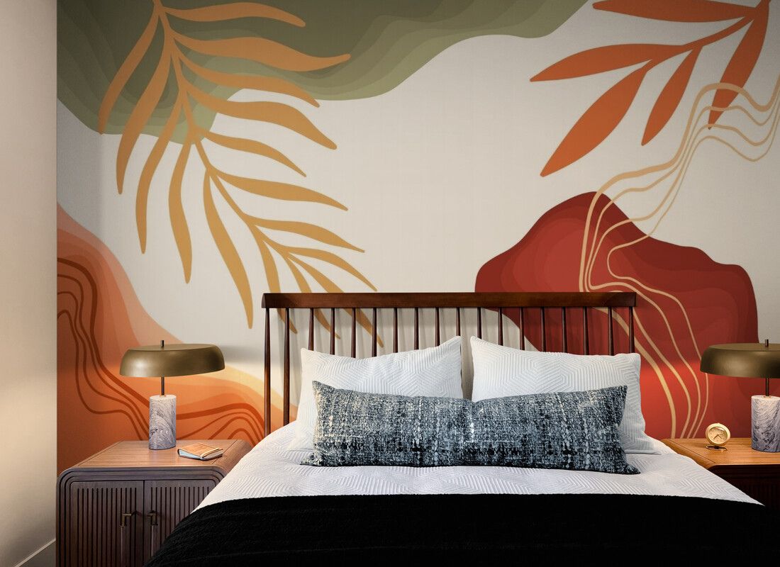 Papier peint Papier peint terracotta chambre abstrait inspiré bohème,