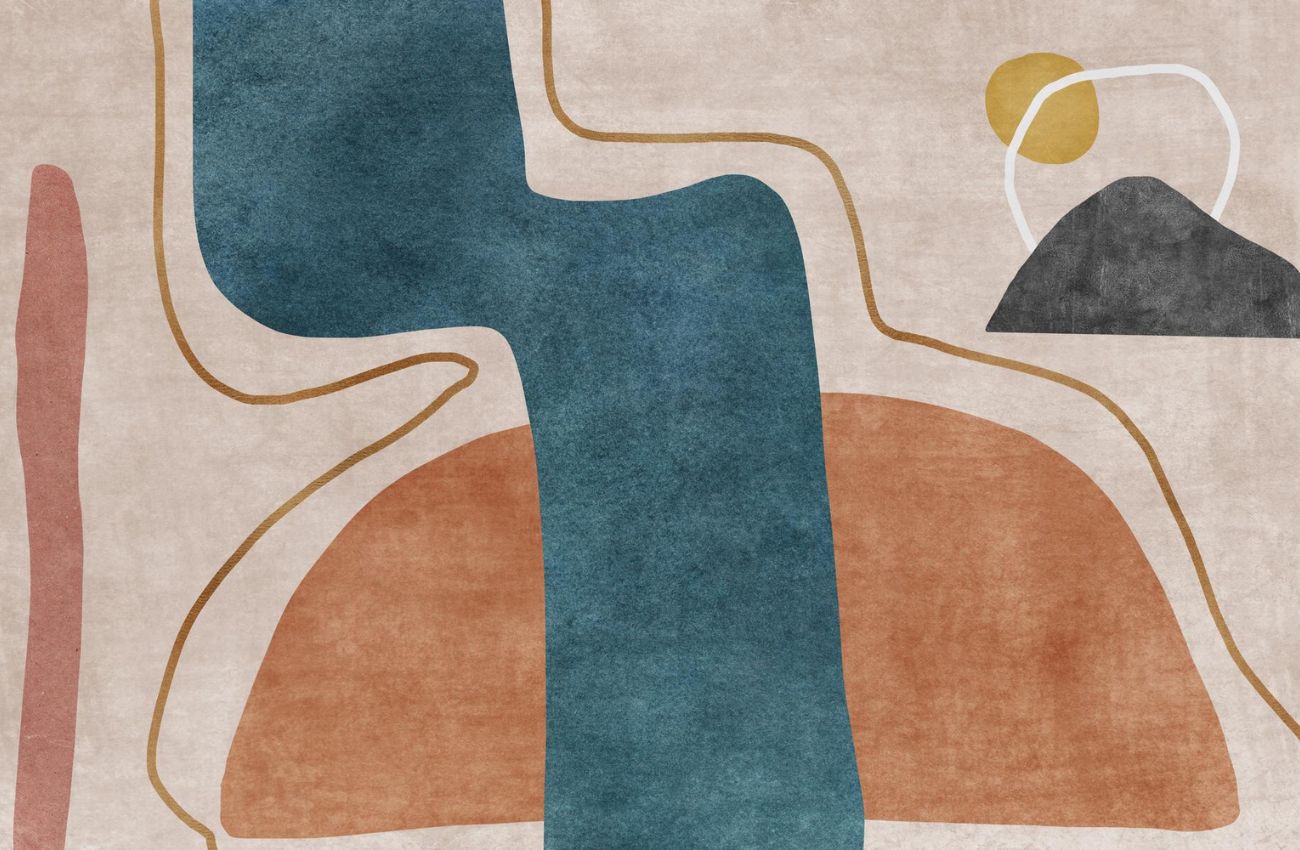 Papier peint terracotta et bleu