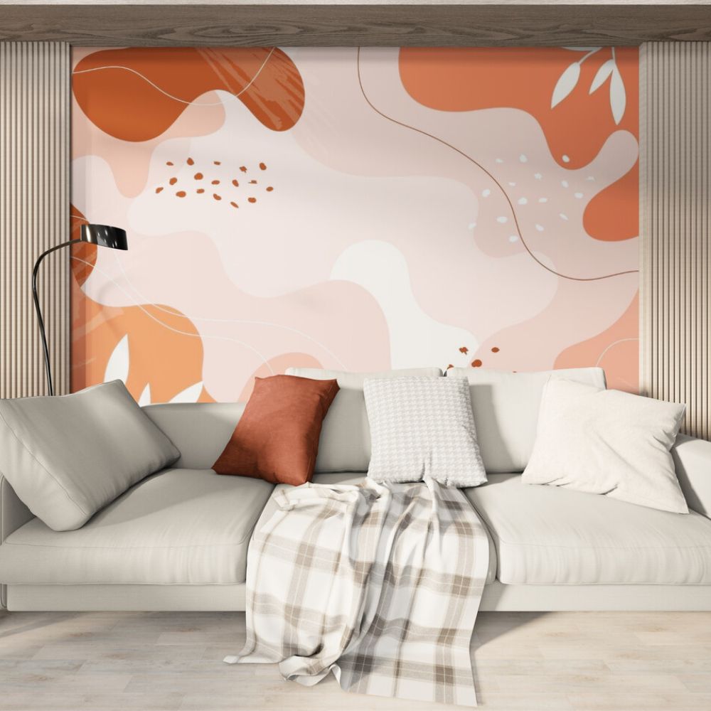 Papier peint Papier peint graphique terracotta abstrait aux scandinave,