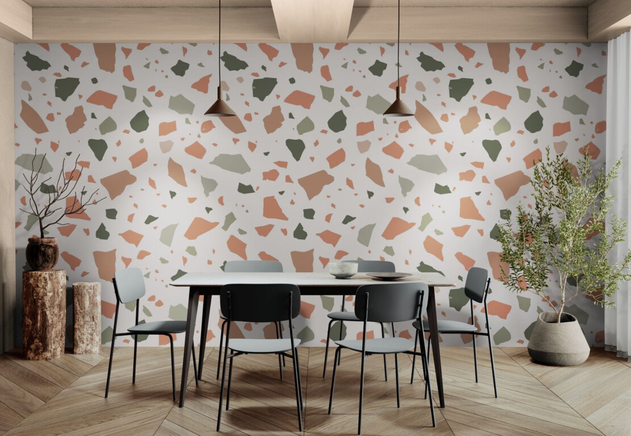 Papier peint papier peint terrazzo terracotta terrazzo moderne, italien,