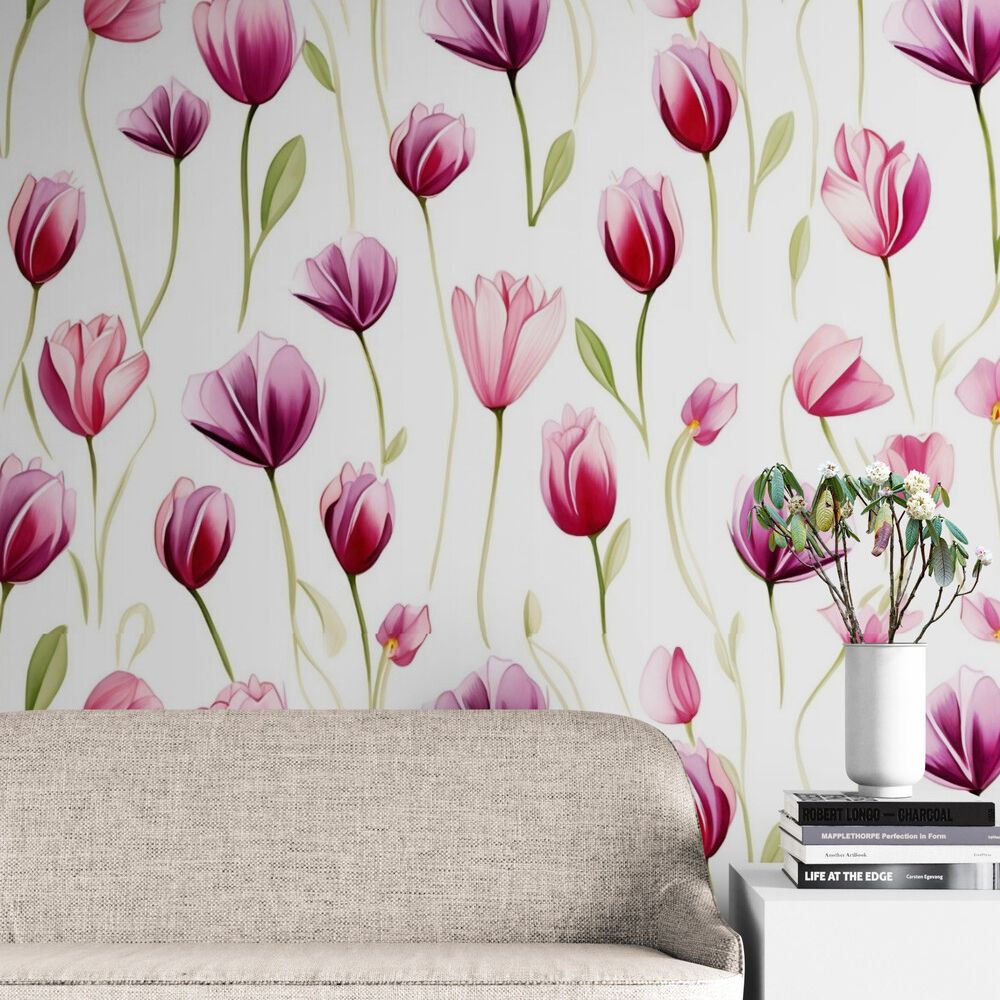 Papier peint Papier peint tulipes délicat de évoque