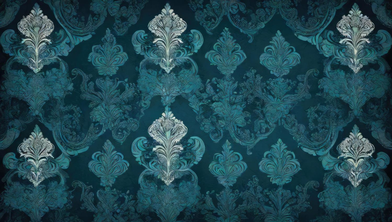 Papier peint Papier peint vintage bleu canard baroque élégant, classique