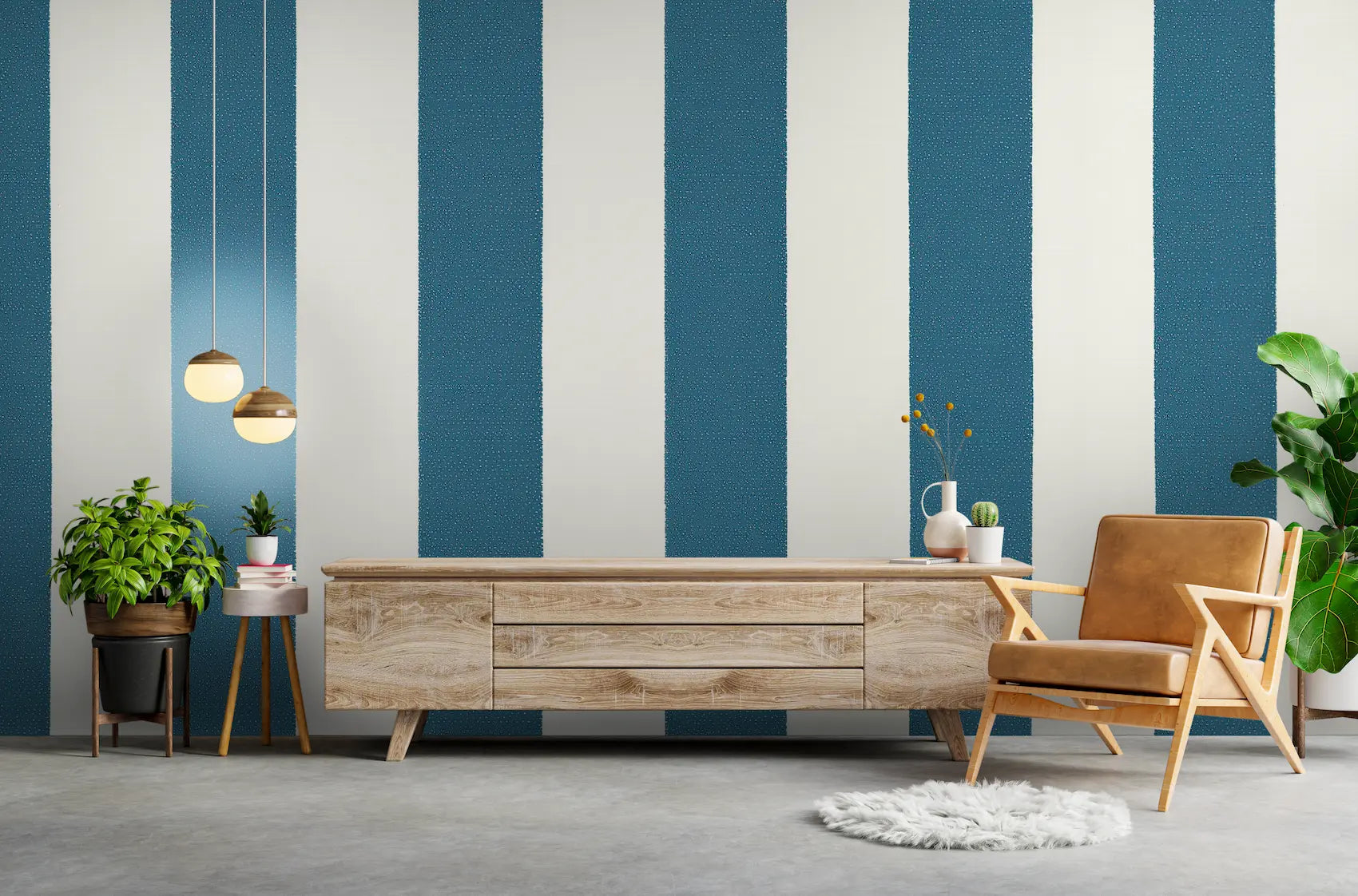 papier peint intissé spaces lines bleu canard