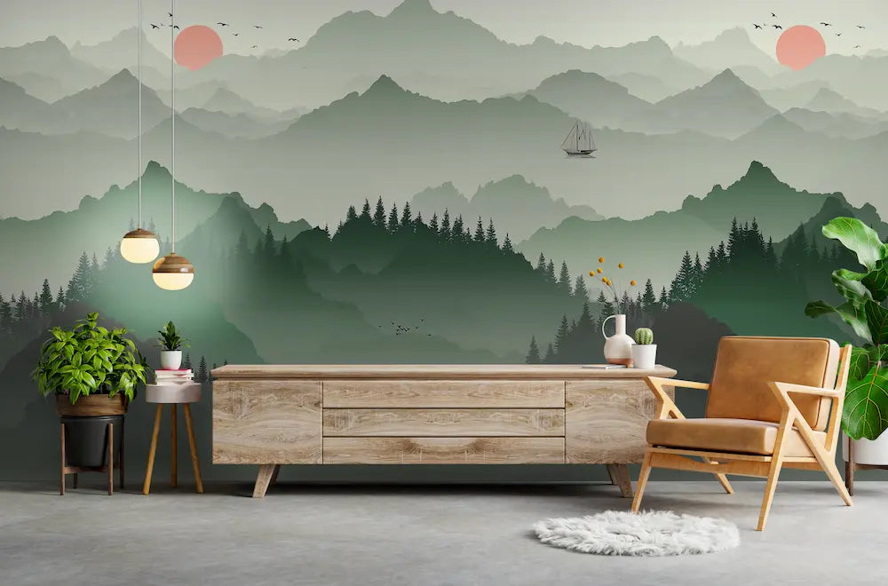 papier peint panoramique lac