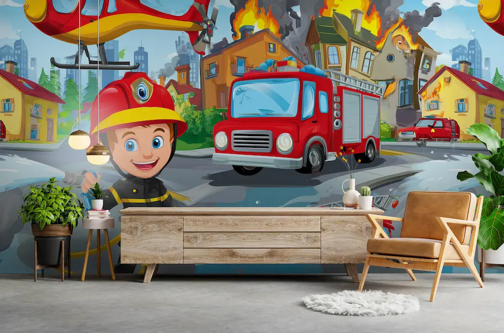 papier peint pompier