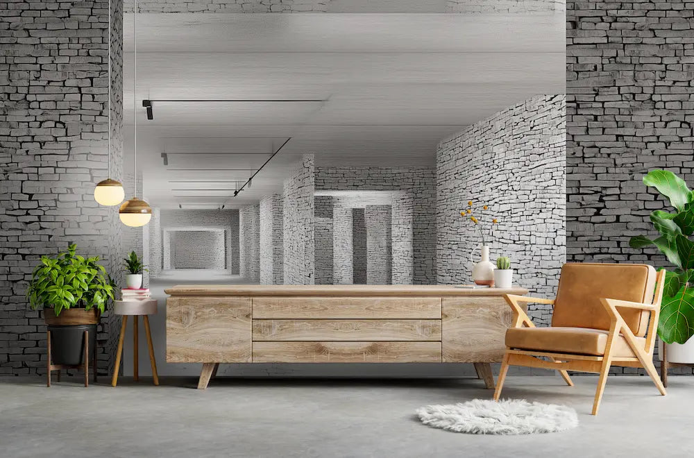 papier peint trompe l oeil geometrique