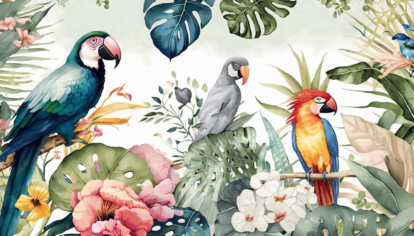 Papier peint jungle animaux