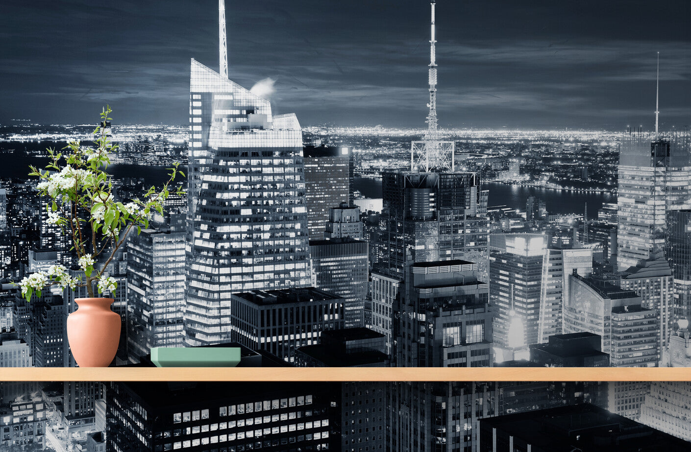 Papier peint Papier peint panoramique noir et blanc new york la nuit inspiré du urbain