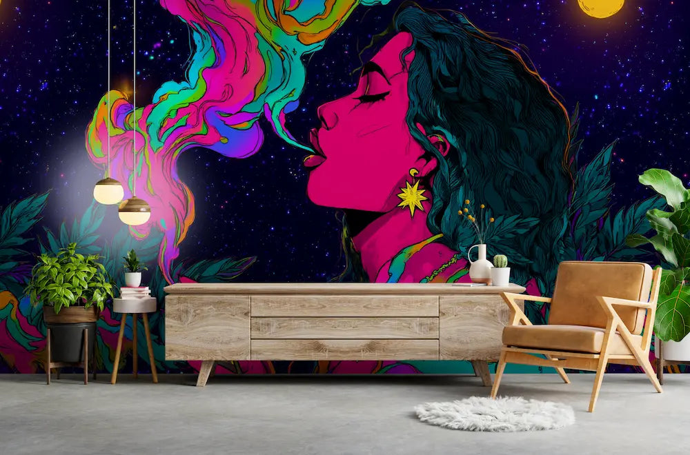 tenture murale psychédélique uv