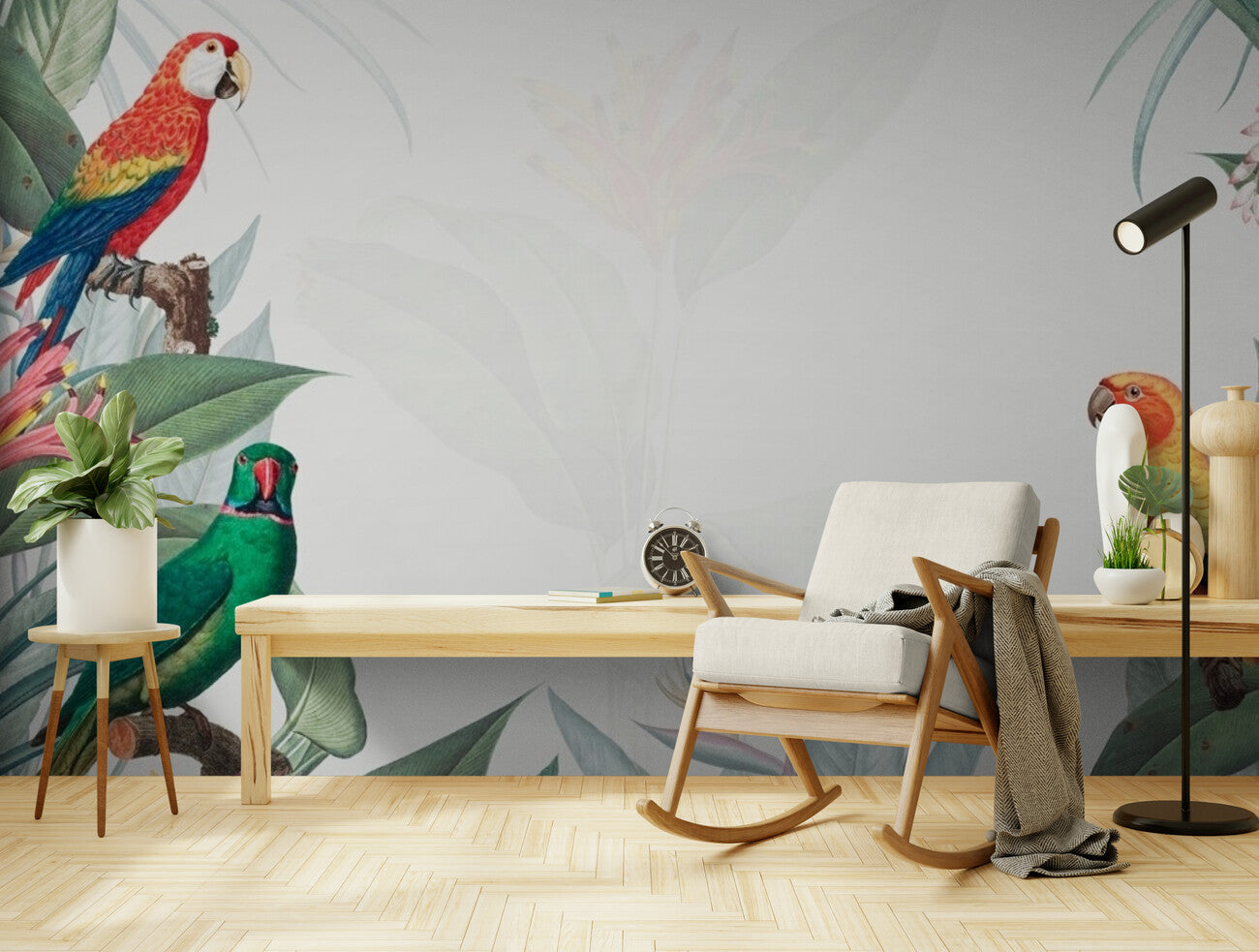 Papier peint Papier peint design jungle tropicale et animaux tropical luxuriant aux