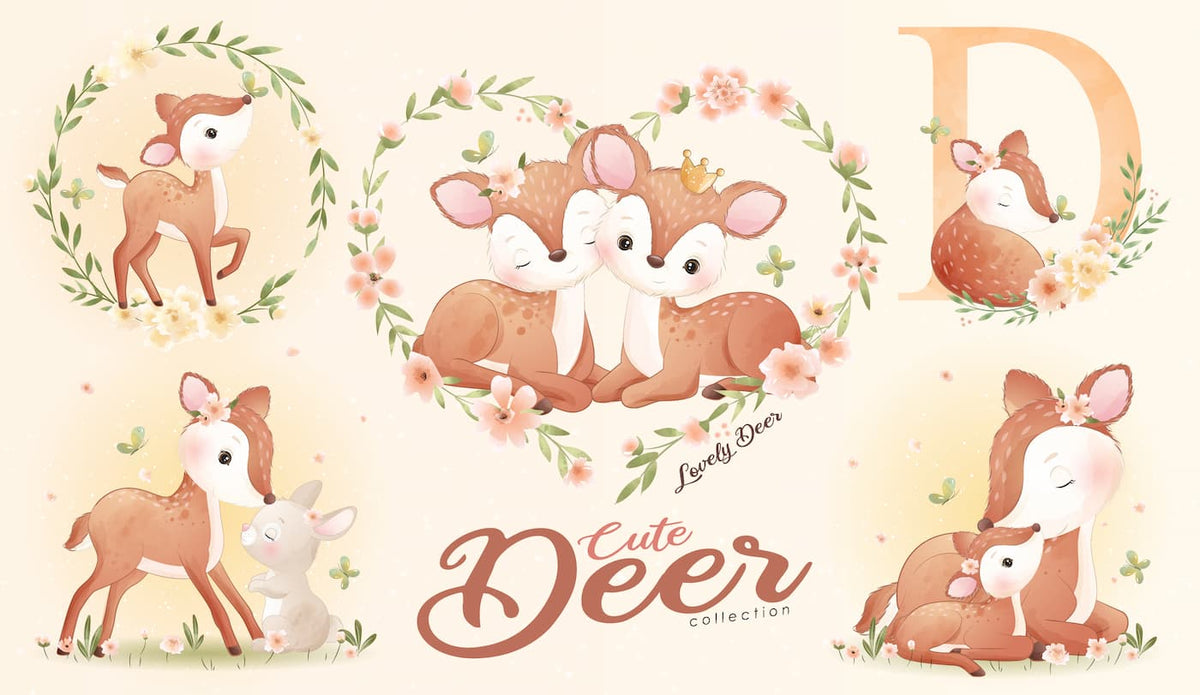 Papier peint animaux lapins et biche