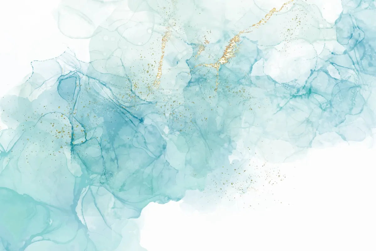 Papier peint aquarelle bleu et doré