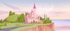 Papier peint enfant nordique château rose