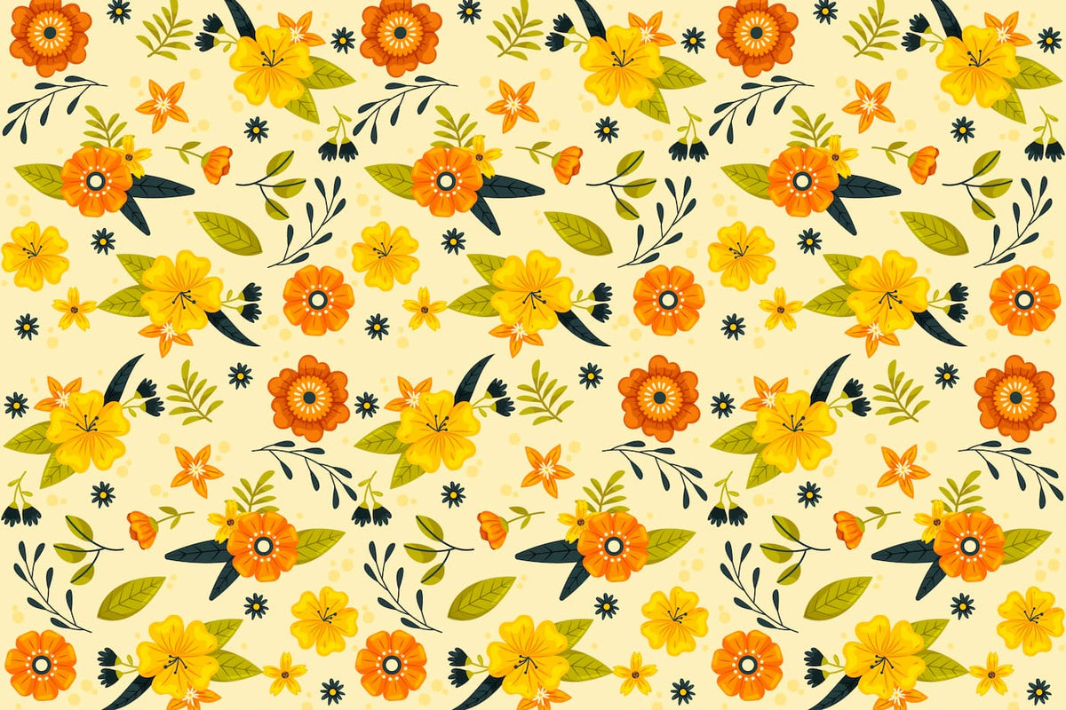 Papier peint fleurs jaunes