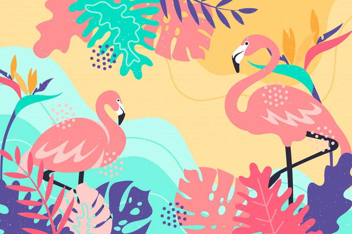 Papier peint flamant rose