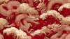 Papier Peint Japonais Dragon Rouge et Or aux écailles brillantes se déployant sur un fond noir lacqué, avec des nuages dorés tourbillonnants et des flammes écarlates évoquant la puissance mystique de l'orient