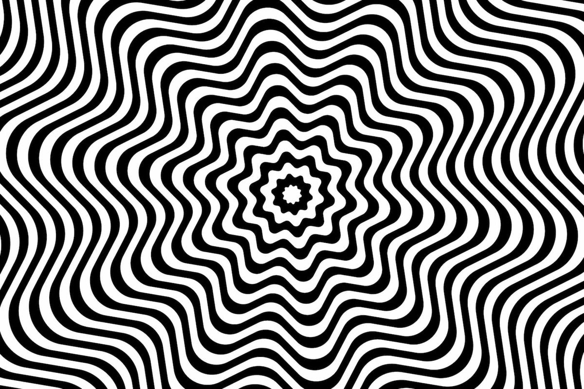 Papier peint géométrique tourbillon noir et blanc