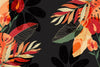 Papier peint plantes tropicales sur fond noir