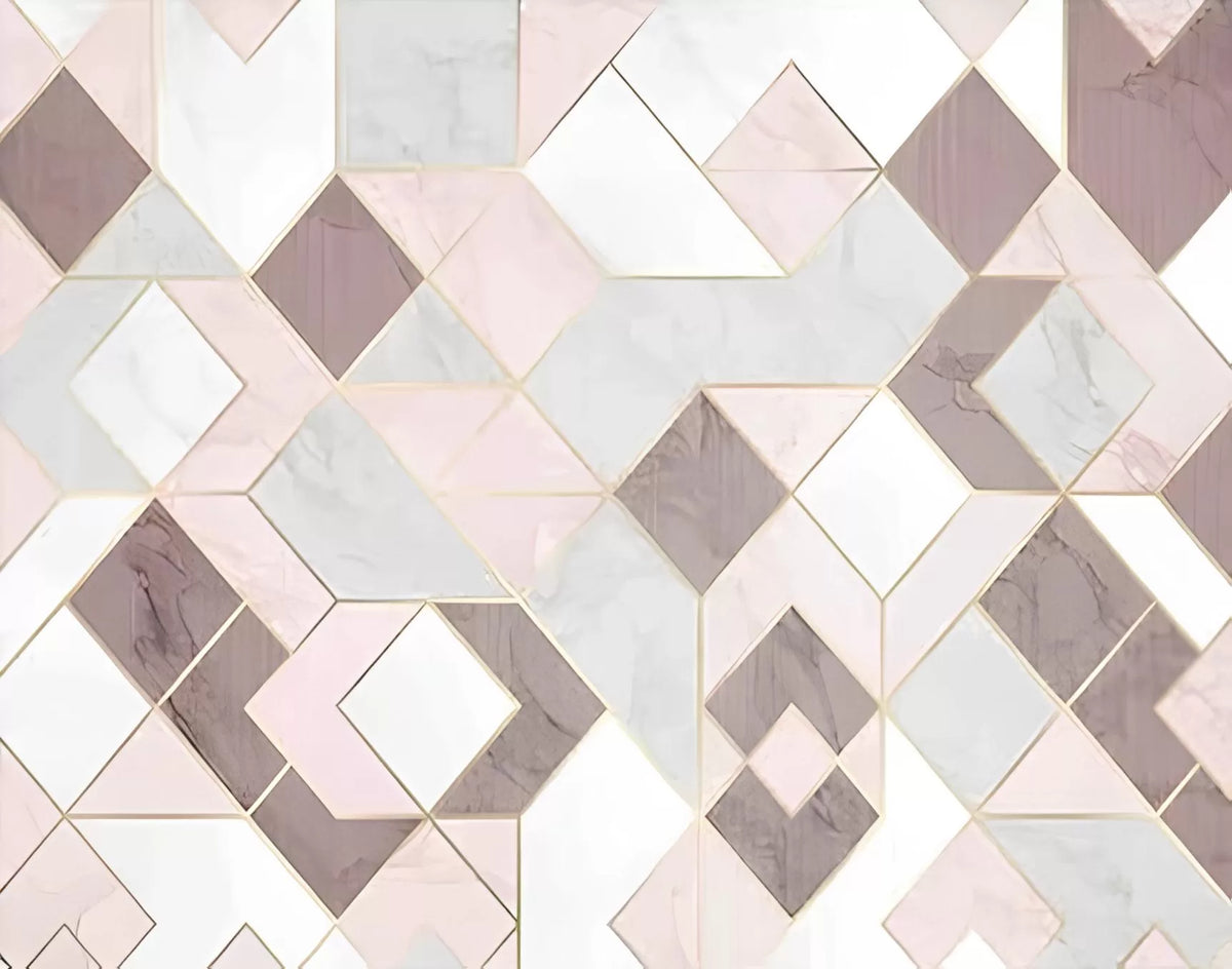 Papier peint motifs géométriques roses