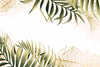 Papier peint feuillage tropical fond blanc