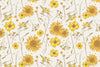 Papier peint marguerites jaunes vintage