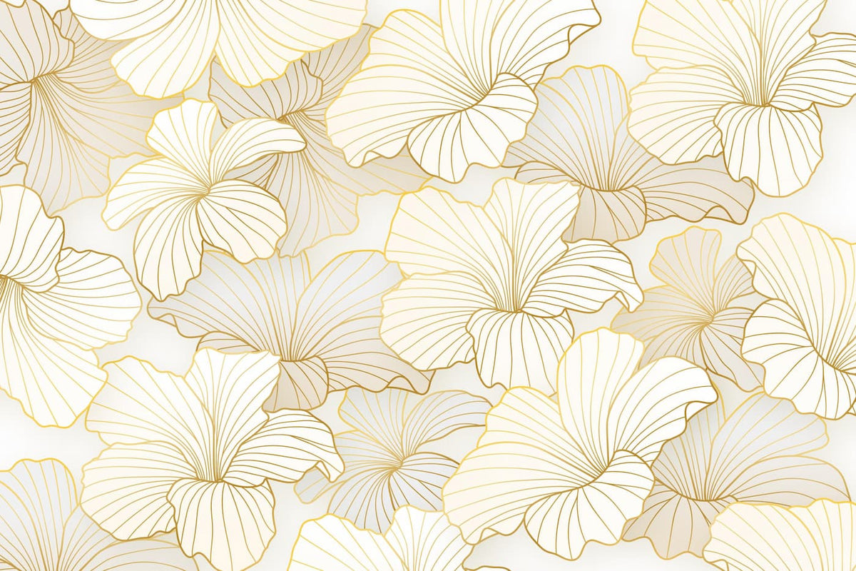 Papier peint géométrique feuille dorée