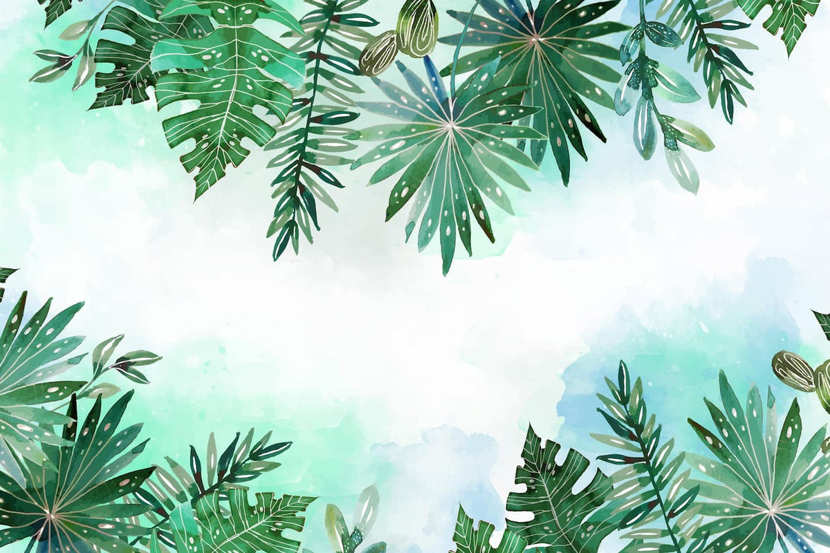 Papier peint feuillage tropical vert