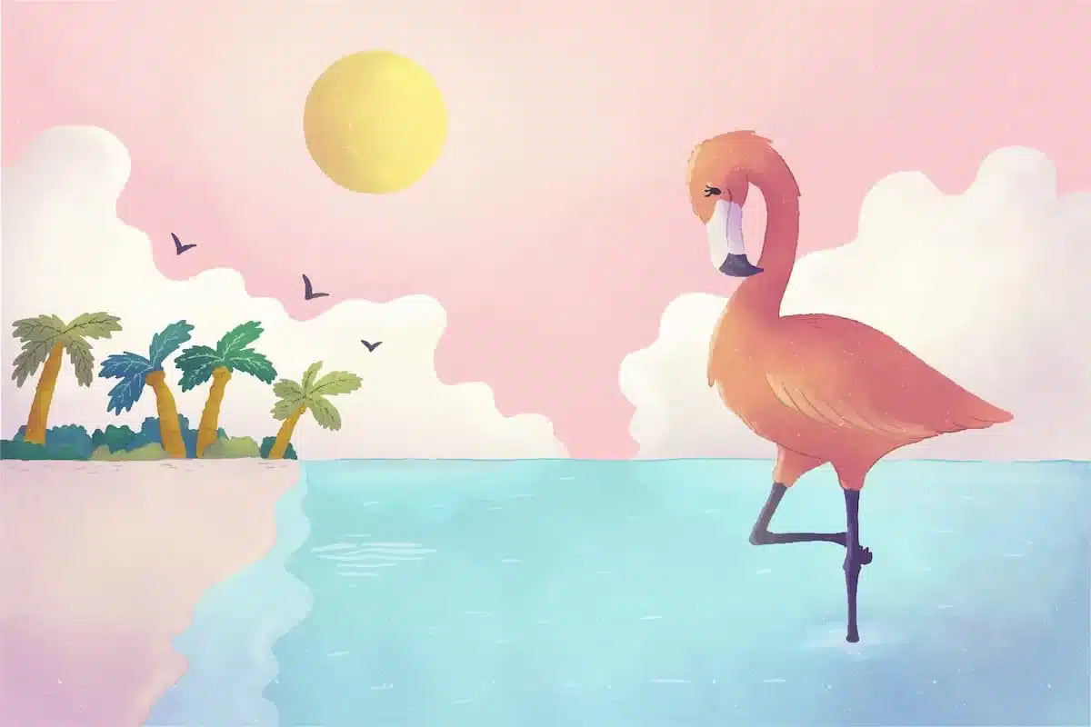 Papier peint enfant flamants roses