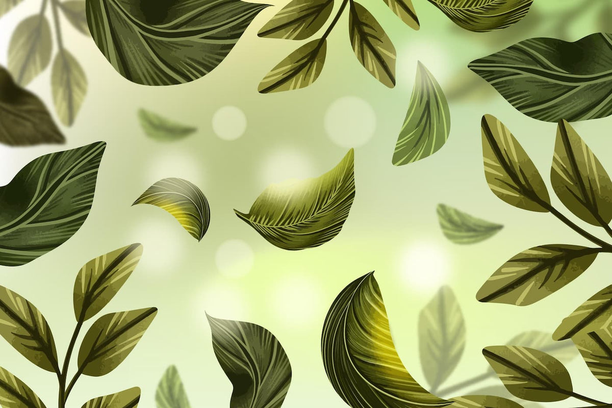 Papier peint feuilles vertes