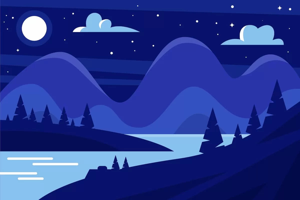 Papier peint enfant montagnes géométriques bleues