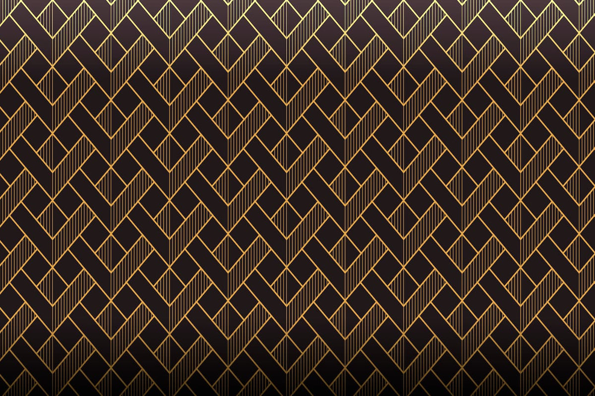 Papier peint 3D géométrique noir marron et doré