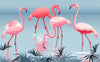 Papier peint enfant flamants roses dans l'eau