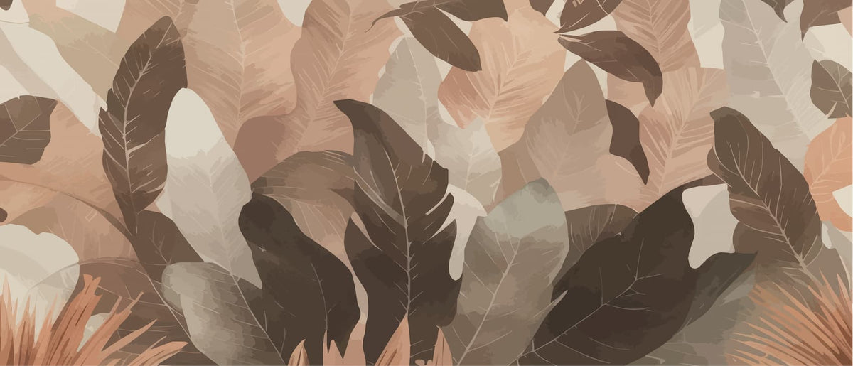 Papier peint abstrait feuilles marrons