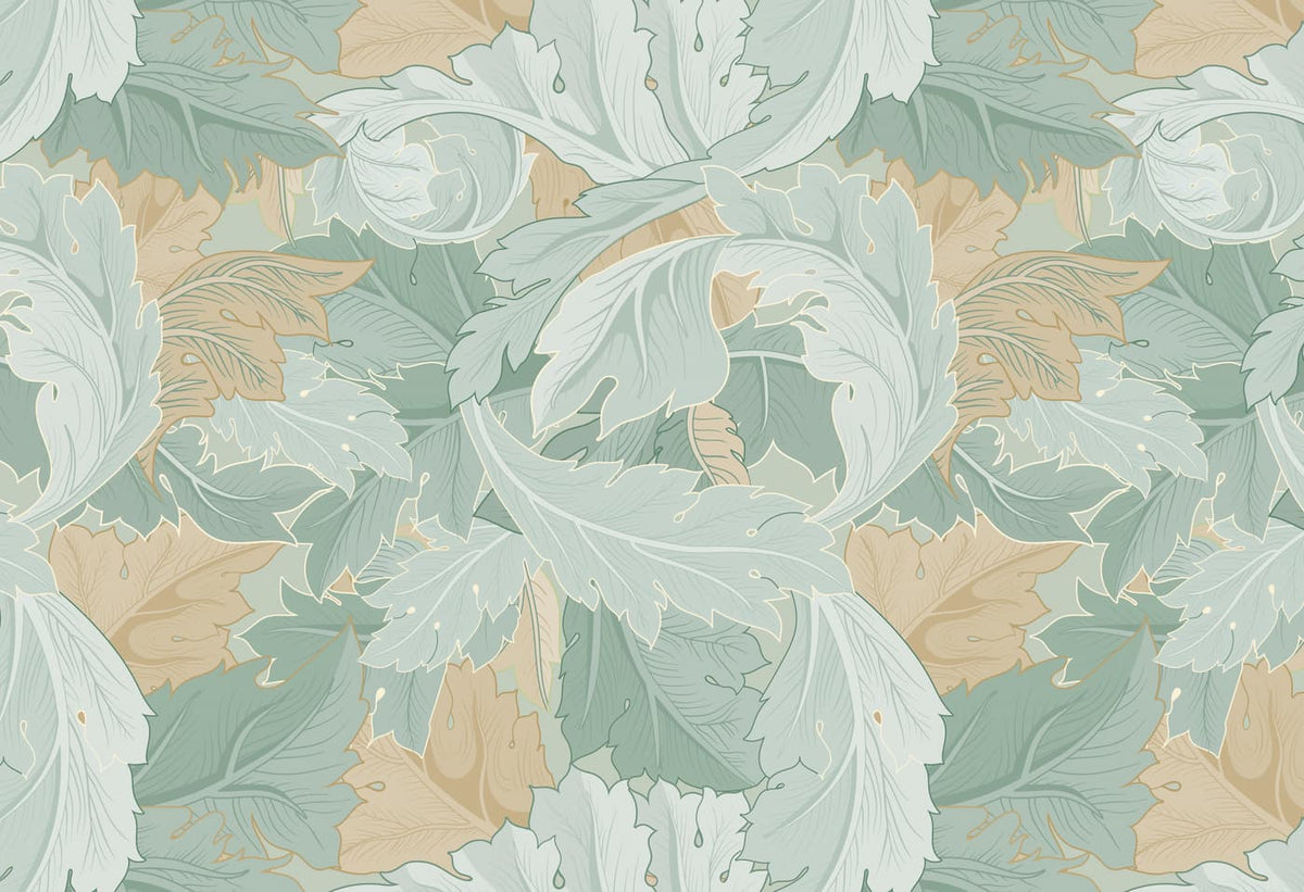 Papier peint feuillage vert clair
