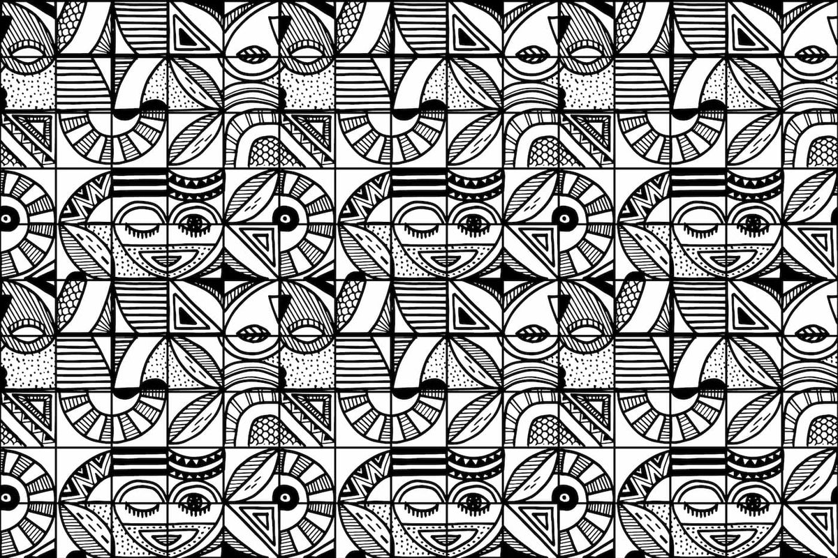 Papier peint géométrique design noir et blanc