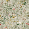 Papier peint vert pastel délicat orné de fleurs sauvages Alexa aux pétales colorés et aux tiges gracieuses sur fond doux et lumineux