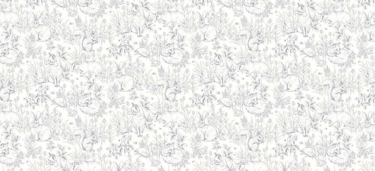 Papier peint noir et blanc animaux de la forêt