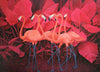 Papier peint plantes tropicales rouges et flamants roses