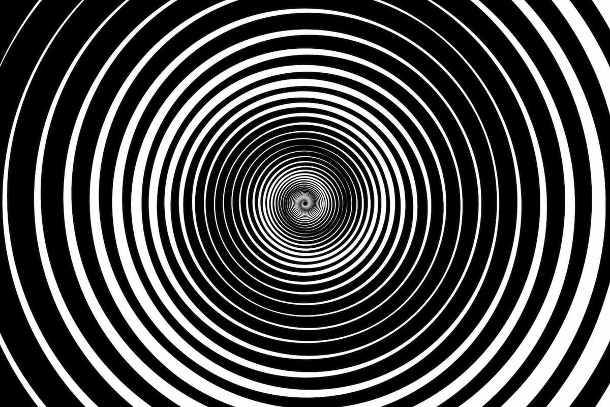 Papier peint géométrique tourbillon noir