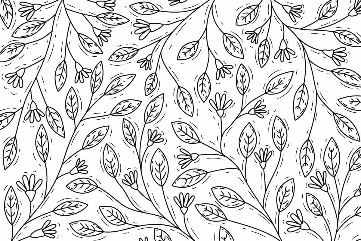 Papier peint géométrique feuillage noir et blanc