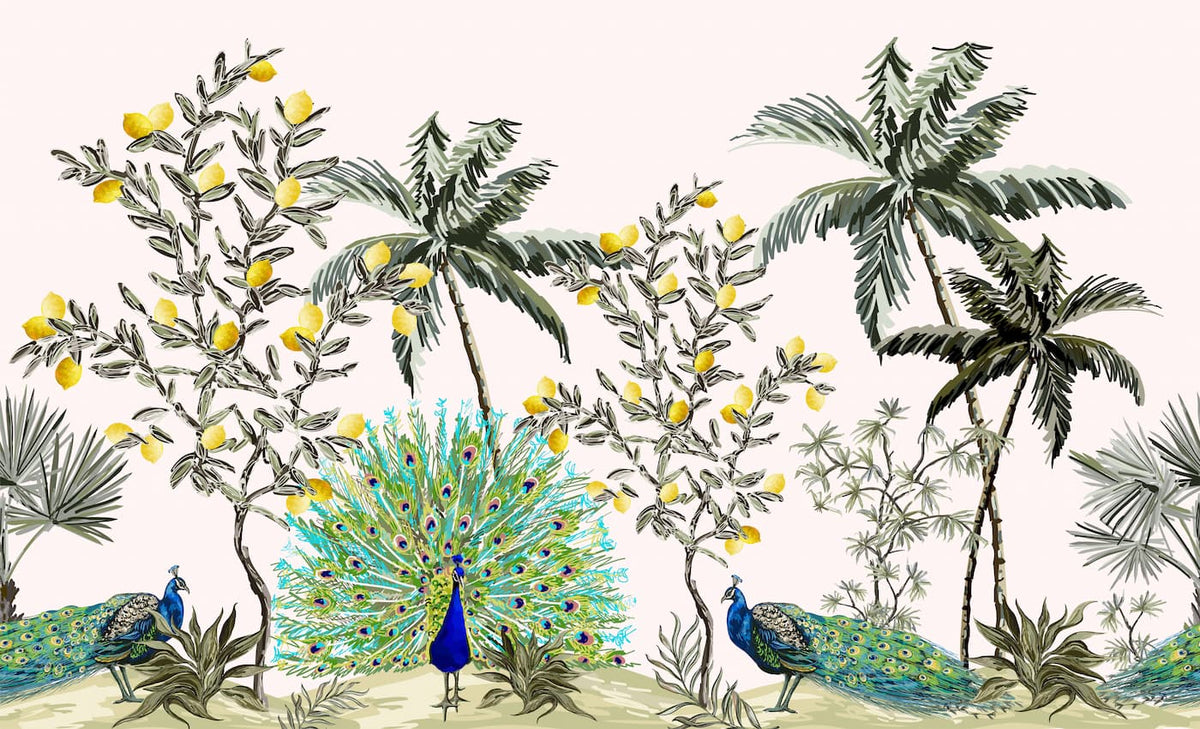 Papier peint vintage animaux tropicaux