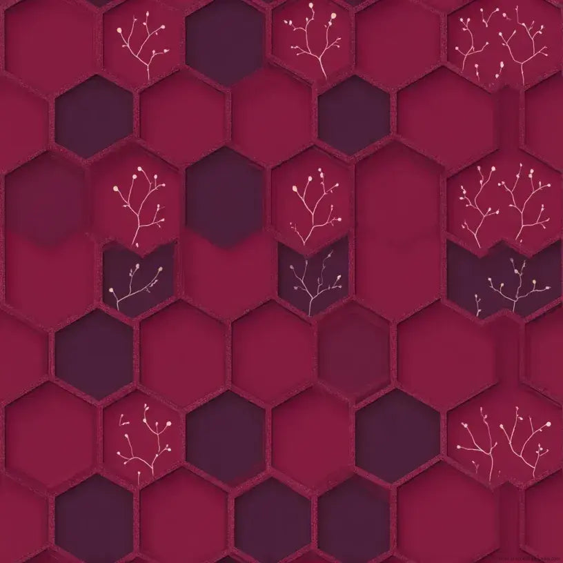 Rouleau de Papier Peint Bordeaux Géométrique aux motifs angulaires précis, arborant des tons bordeaux profonds et intenses sur fond crème élégant