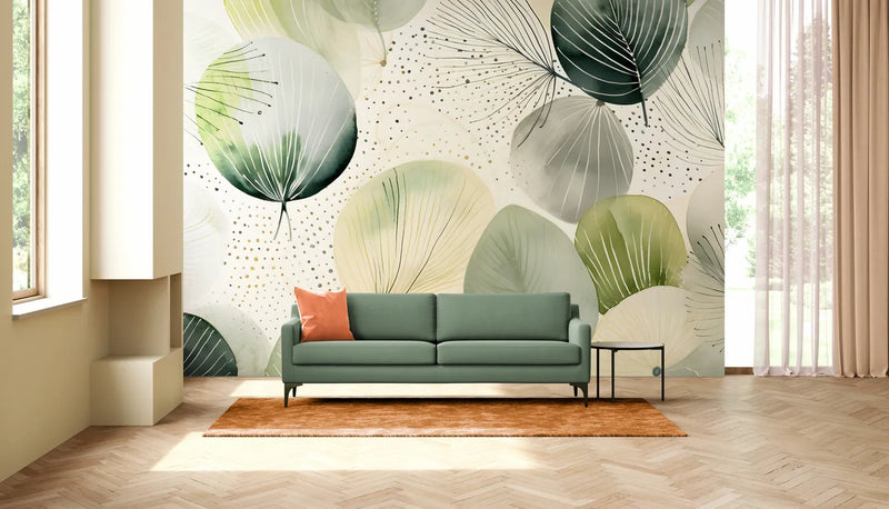 Papier peint Papier peint abstrait feuilles de palmier floral abstrait d'inspiration
