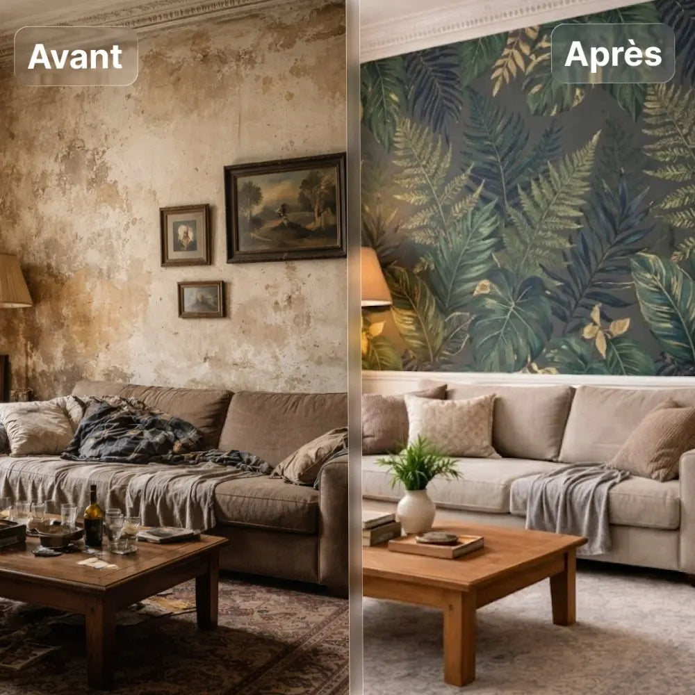 Avant Apres la pose d'un Papier Peint