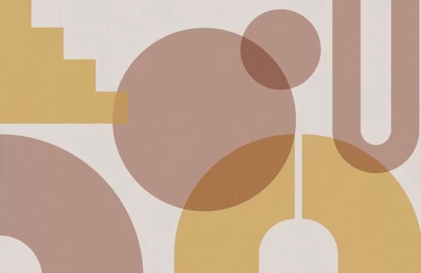 Papier peint géométrique marron et orange