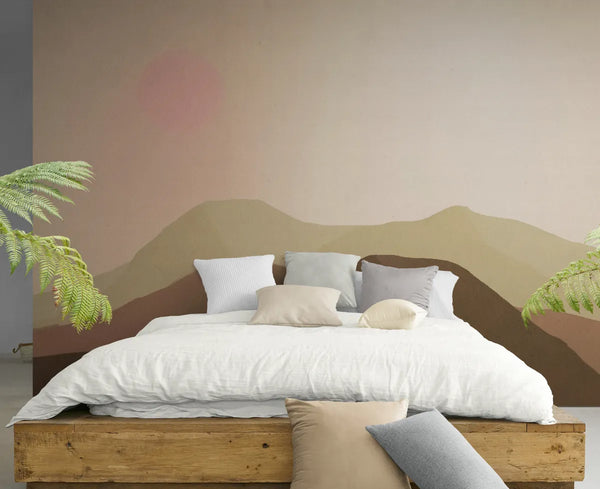 Papier peint papier peint paysage abstrait marron apaisante et