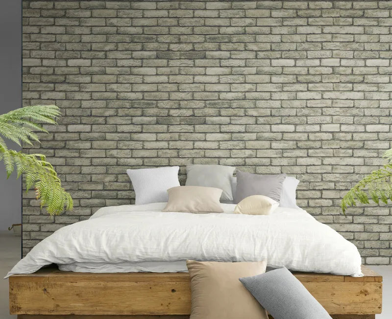 Papier peint Papier peint mur de briques rétro vert de briques loft